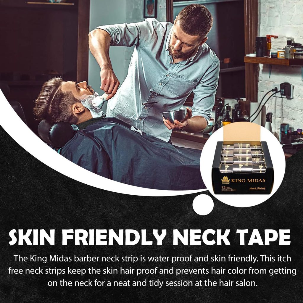 King Midas EmpireNeck Strips - 12 Pack Professional Stretch Paper Bands for Barber Salon Haircutting and Styling - Black