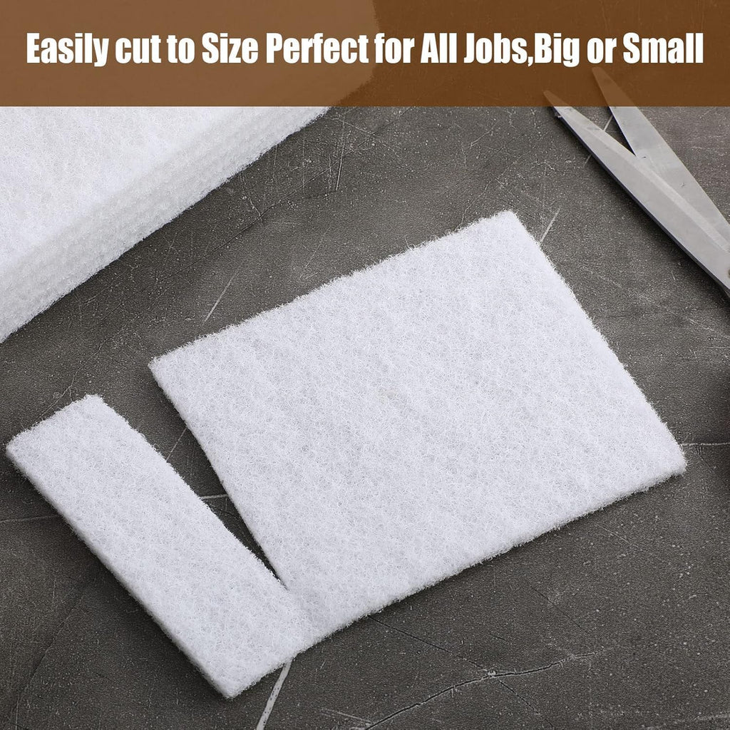 Hoolerry 40 Pcs White Scrub Pads Light Duty Scouring Non Woven Pad Non Scratch Abrasive Hand Multipurpose Scouring Sponge Multi Surface Scrubber Pads for Cleaning Polishing Home(4 x 6 Inch,White)