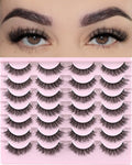 FARRED Natural Lashes Short Eyelashes Wispy False Mink Lash Pack 14 Pair Natural Look Fluffy Cat Eye Strip Eyelash Small Fake Lashes Full Pestañas Sets for MUA and Beginners Daily Makeup (F1 | 8-14mm)