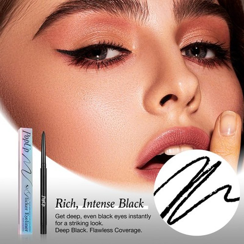 PopUp Black Eyeliner Pencils,Waterproof Gel Eyeliner Pencil Black Waterline Eye Liner Pen for Women Waterproof Smudge Proof Long-lasting (BLACK)
