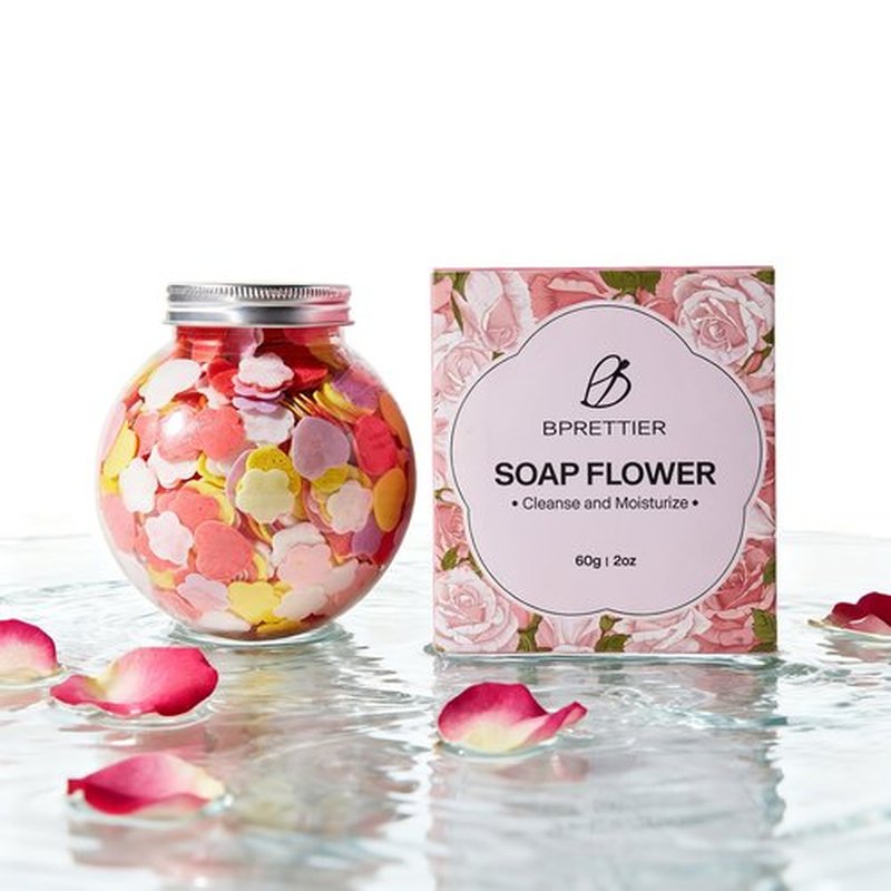 BPRETTIER Colorful Soap Flowers Petals for Pedicure and Manicure, Quick Dissolve, Nice Smell, Deep Cleasing and Moisturizing, Gift Packaging Perfect for Girls Nail Spa Party Foot Soak (Ball Shape)
