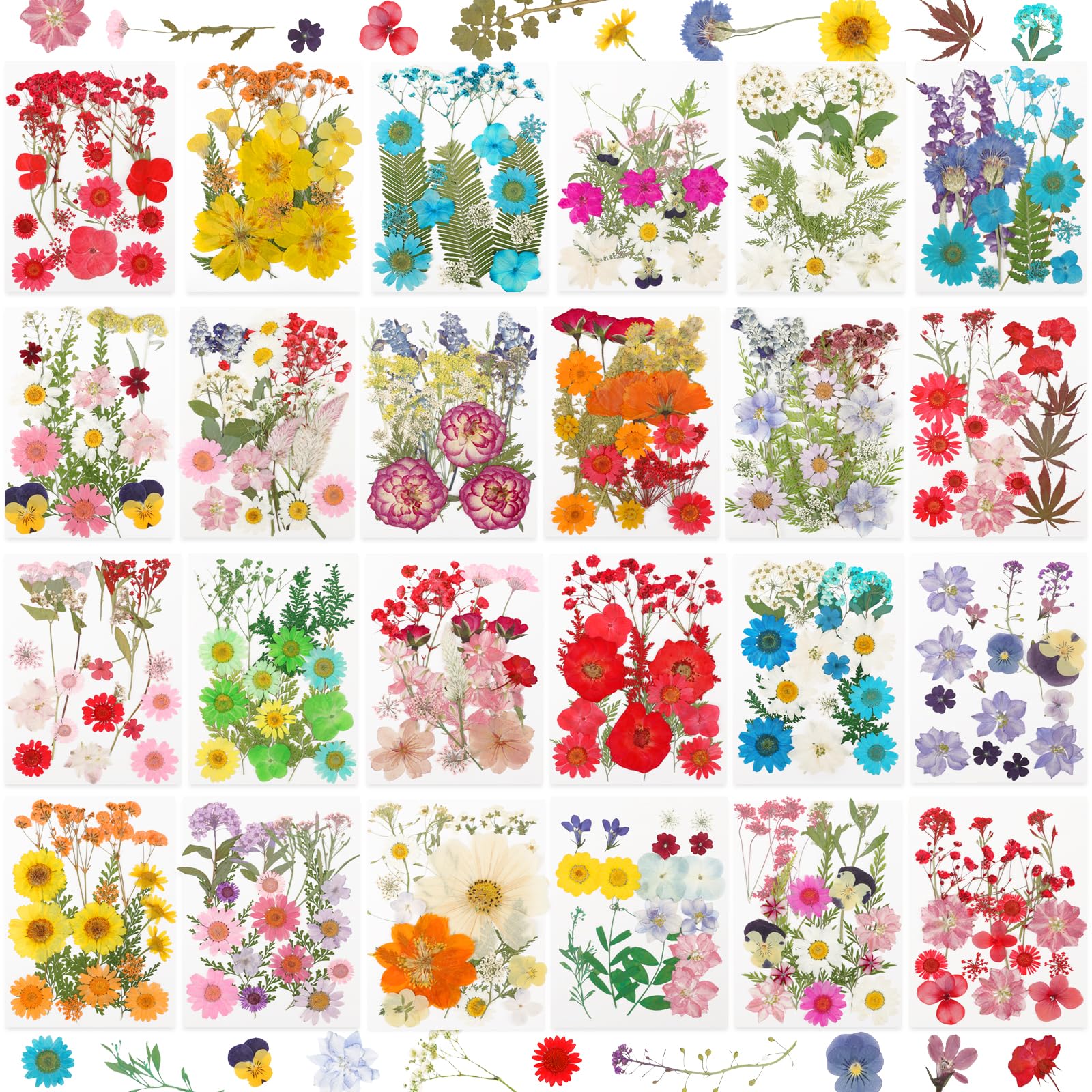 NESCCI 428 Pcs Dried Pressed Flowers for Resin,Real Nature Dried Flowers for Crafts Bulk Dry Flowers Leaves Kit Used for Resin Molds Scrapbooking DIY Art Crafts Candle Soap Making Nails Décor