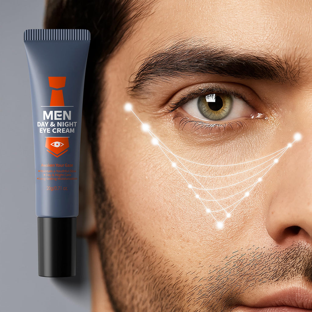 MIESCHER Men Day & Night Eye Cream, Men's Under Eye Cream For Puffy Eyes & Dark Circles Treatment, Firming, Soften Fine Lines, Day & Night Care Long-Lasting Moisturizing Eye Cream for Men, 0.71oz.
