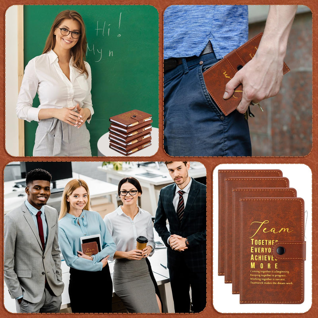 Honoson 12 Sets Team Employee Teacher Appreciation Gifts Bulk Inspirational A5 Leather Team Journal Motivational Notebooks Pen Thank You Gifts for Teacher CNA Nurse Coworker Staff Fathers Day