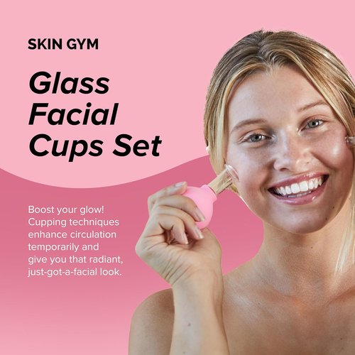 Skin Gym Facial Cupping Set - Glass Therapy Tools for Lymphatic Drainage & Anti-Aging | 2-Piece Set