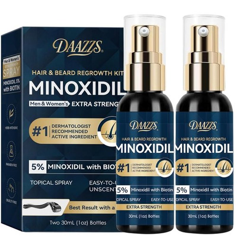 Regine Switzerland 5% Minoxidil Hair Growth Spray Kit - Extra Strength Beard Regrowth Solution | 2PCS