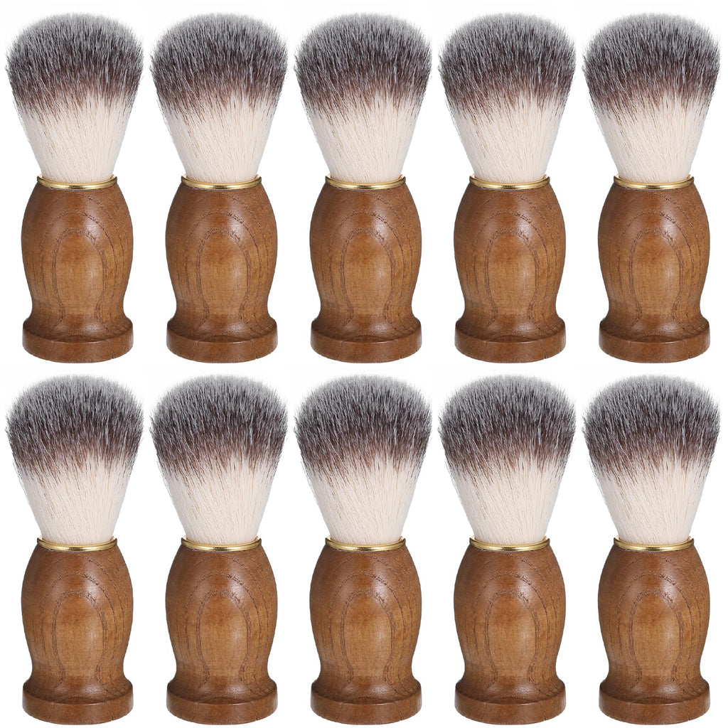 10 Pcs Wood Handled Badger Hair Shaving Brush Professional Salon Tools Beard Grooming Tool for Men Shave Accessory