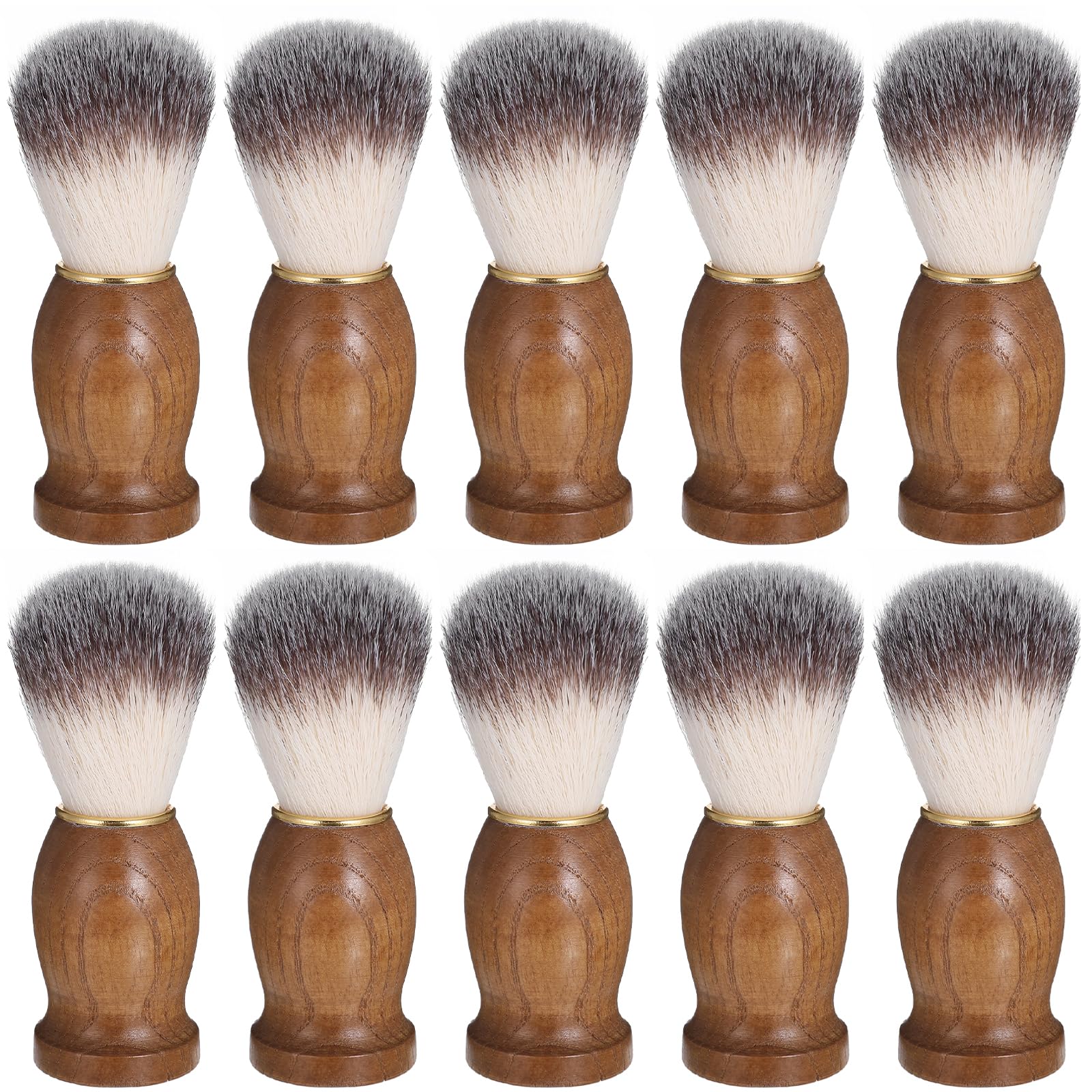 10 Pcs Wood Handled Badger Hair Shaving Brush Professional Salon Tools Beard Grooming Tool for Men Shave Accessory