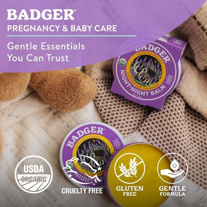 Badger Night Night Balm - Soothing Sleep Aid in 2 oz Tin for Relaxation and Calm