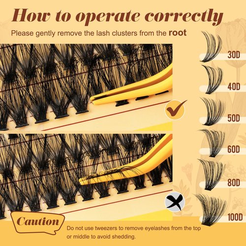 QUEWEL 580PCS Eyelash Clusters 30D+40D+50D+60D+80D+100D Wispy Lash Clusters 10-18mm Cluster Lashes Individual Lashes Clusters Reusable for Natural DIY Cluster Eyelash Extensions for Beginners