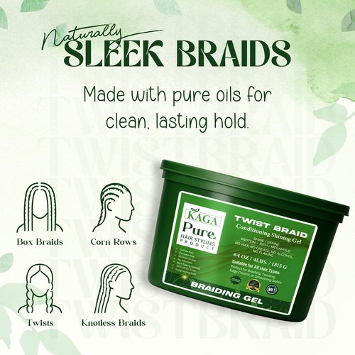 KAGA Pure O Natural Neatbraid Beauty Professional Conditioning Shining Gel 64oz / 4LB (64 Ounce)