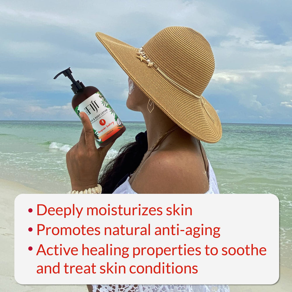 Coco Fiji Face & Body Lotion Infused With Coconut Oil | Lotion for Dry Skin | Moisturizer Face Cream & Massage Lotion for Women & Men | Awapuhi Seaberry 12 oz, Pack of 1
