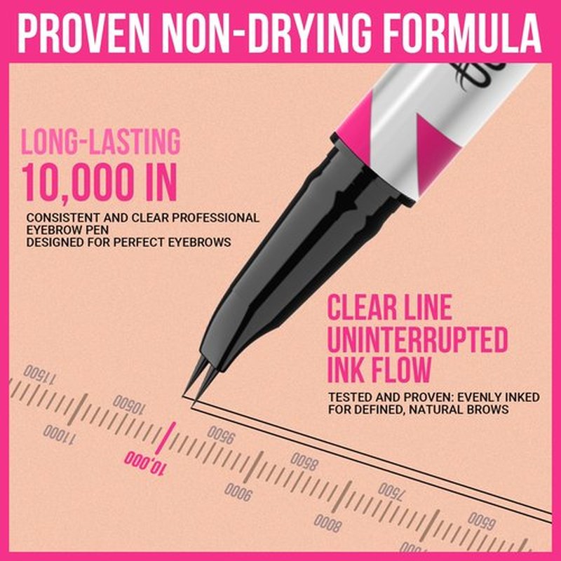 iMethod Curved Eyebrow Pen - 2-in-1 Dual-Ended Eyebrow Pencil with Curved Tip and Precise Brush-Tip, Microblading Pen for Natural Brows, Dark Brown