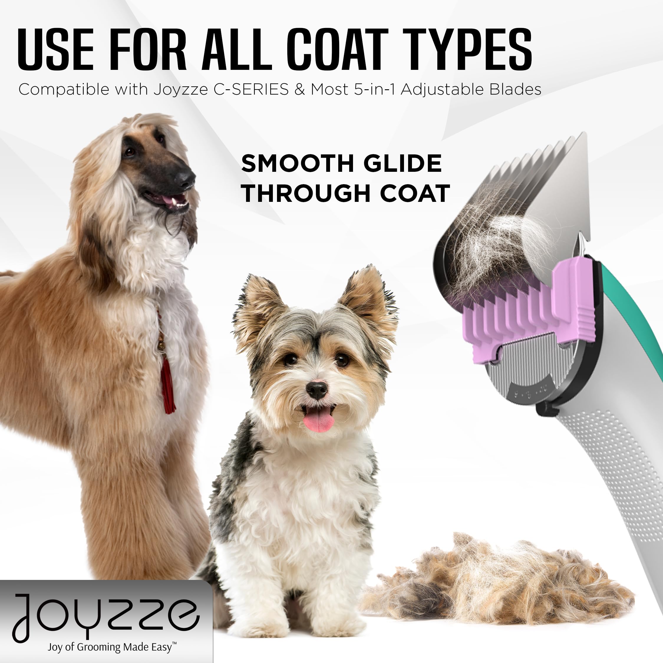 JOYZZE Pet Clipper Comb Set – Stainless Steel Attachments for 5-in-1 Detachable Blades – Guide Combs for Dog & Cat Grooming – Not for A5 Style Clippers