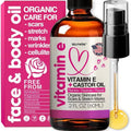 Skiennix Organic Vitamin E Oil - Scar & Stretch Mark Treatment with Castor, Rosehip, Jojoba - Hydrating Face & Body Oil
