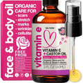 Organic Vitamin E Oil for Scars, Stretch Marks Removal, Wrinkles & Cellulite - Scar Away Treatment Bio Oil with Castor, Rosehip, Jojoba, Almond - Hydrating & Moisturizing Skincare - Face & Body Oil