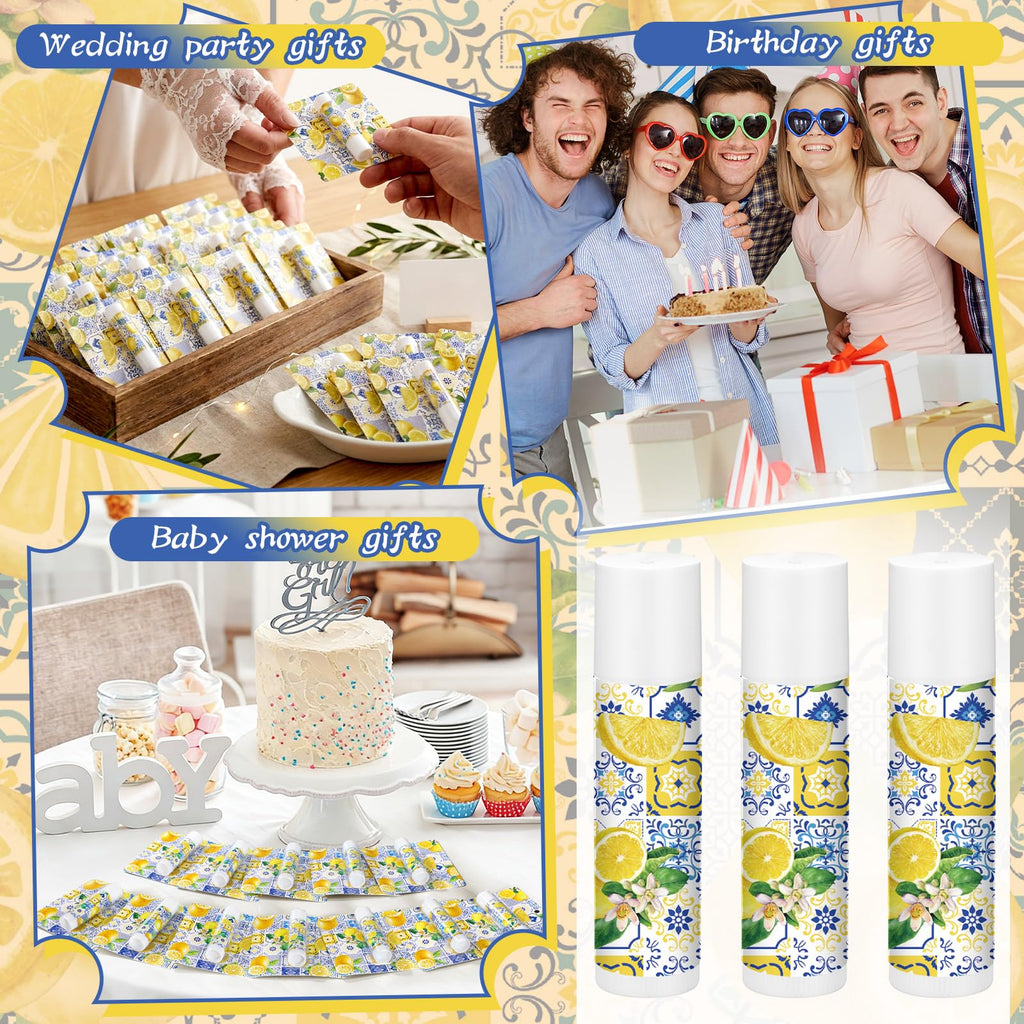 Heigble 24 Pcs Italian Lemon Lip Balm Bulk Summer Lemon Party Favors Gifts