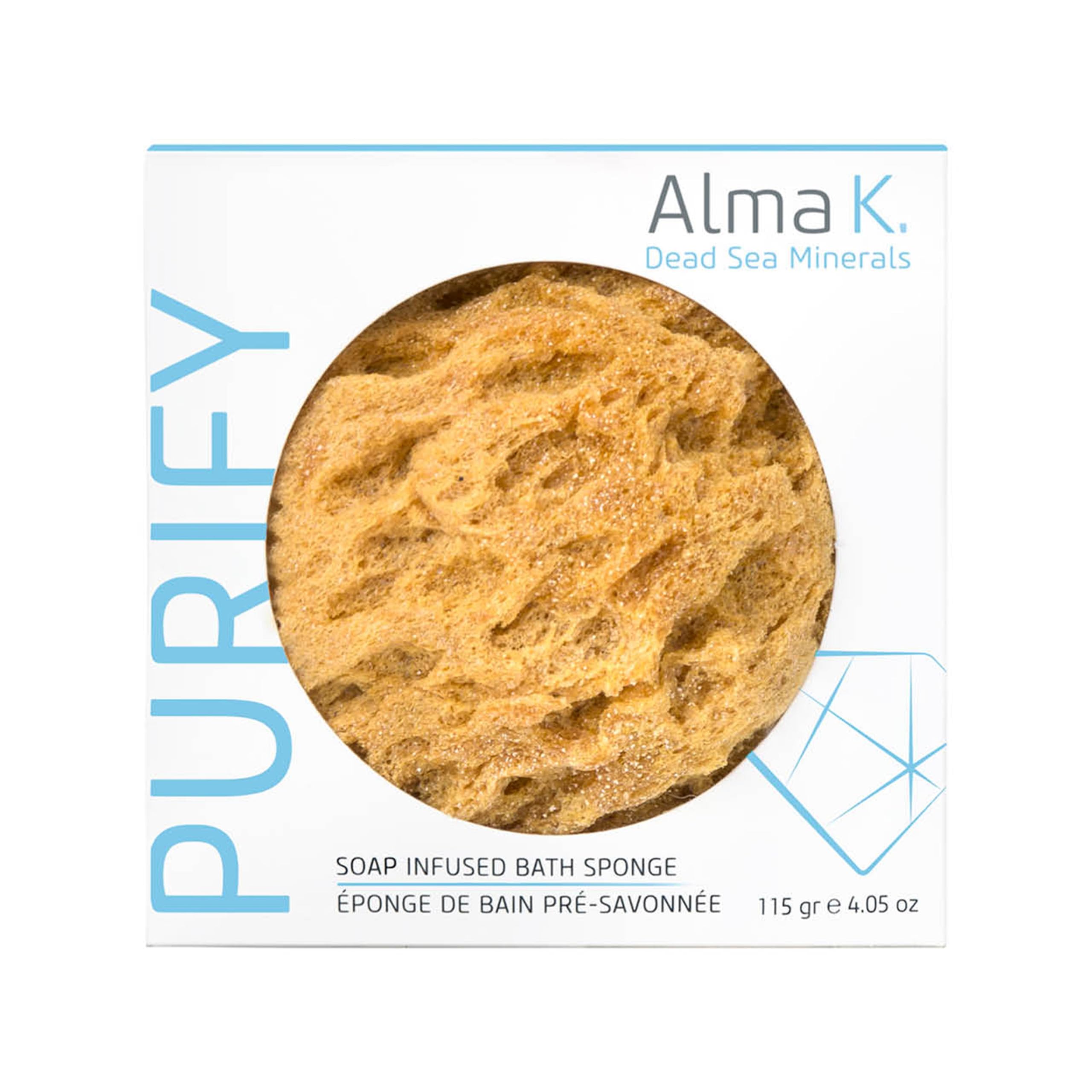 Alma K Soap Infused Bath Sponge - Bath & Shower Loofah for Women - Exfoliating Body Scrubber with Sweet Almond and Aloe Vera - White Tea and Neroli Scent - Use 20 Plus Times - 4.05 oz