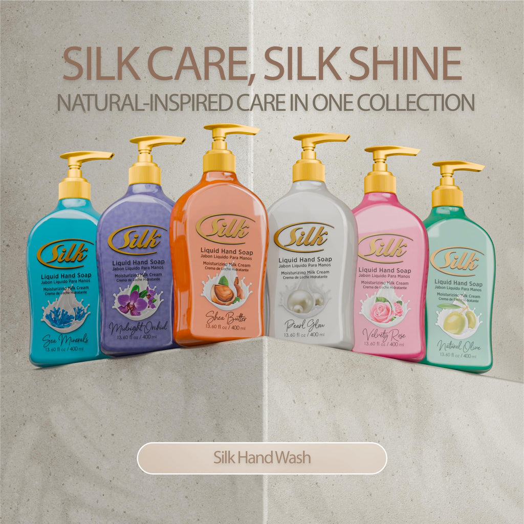 SILK Moisturizing Hand Soap, Liquid Hand Wash with Glycerin - Gentle Cleansing for Kitchen, Bathroom and Office, Rich Lather Pump Bottle, Velvety Rose Scent, 13.60 Fl Oz (Pack of 6)