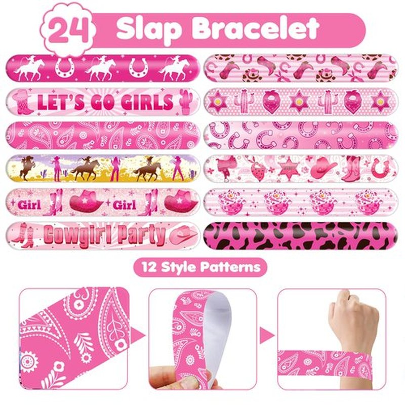 72PCS Western Cowgirl Party Set - 48PCS Temporary Tattoos & 24PCS Slap Bracelets - Rodeo-Themed Birthday Supplies, Baby Shower Gifts, Classroom Rewards & Party Decor for Girls
