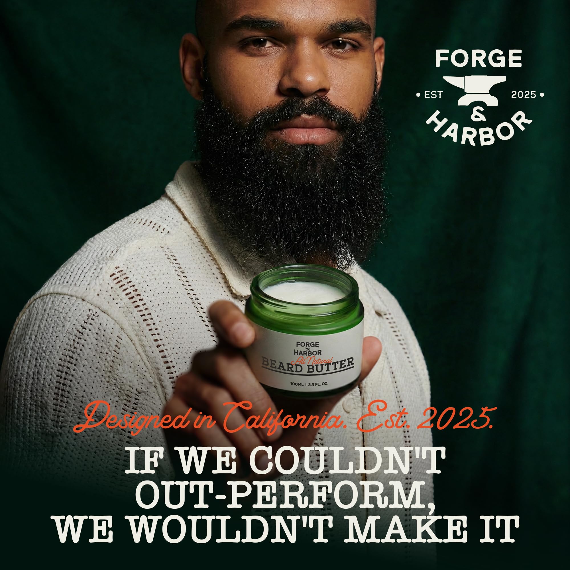 All Natural Beard Butter | Anti-flake, Anti-itch, Light Hold, Hydration & Growth Support | Beard Conditioner & Softener with Shea Butter, Beeswax, Rosehip, Castor & Argan Oils (3.4 Fl Oz (Pack of 1))