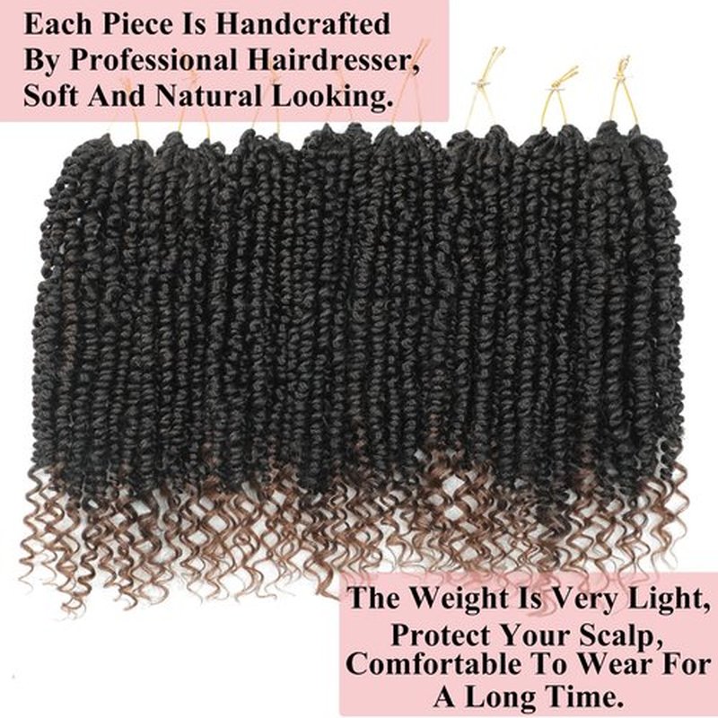 Alrence Passion Twist Crochet Hair 8 Packs Pre twisted Passion Twist Hair For Women Soft Bohe Pre-looped Crochet Braids (14 Inch (Pack of 8), 1B/30)