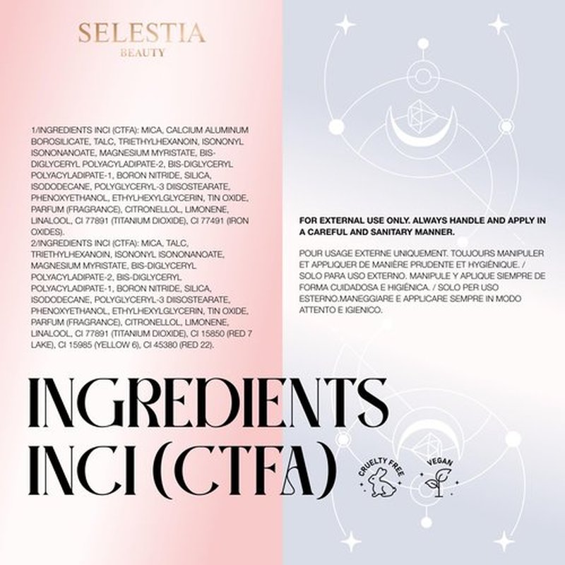 SELESTIA BEAUTY Powder Highlighter Makeup – Divine V – Radiant Glow for All Skin Tones, Easy-to-Apply, 0.53 oz