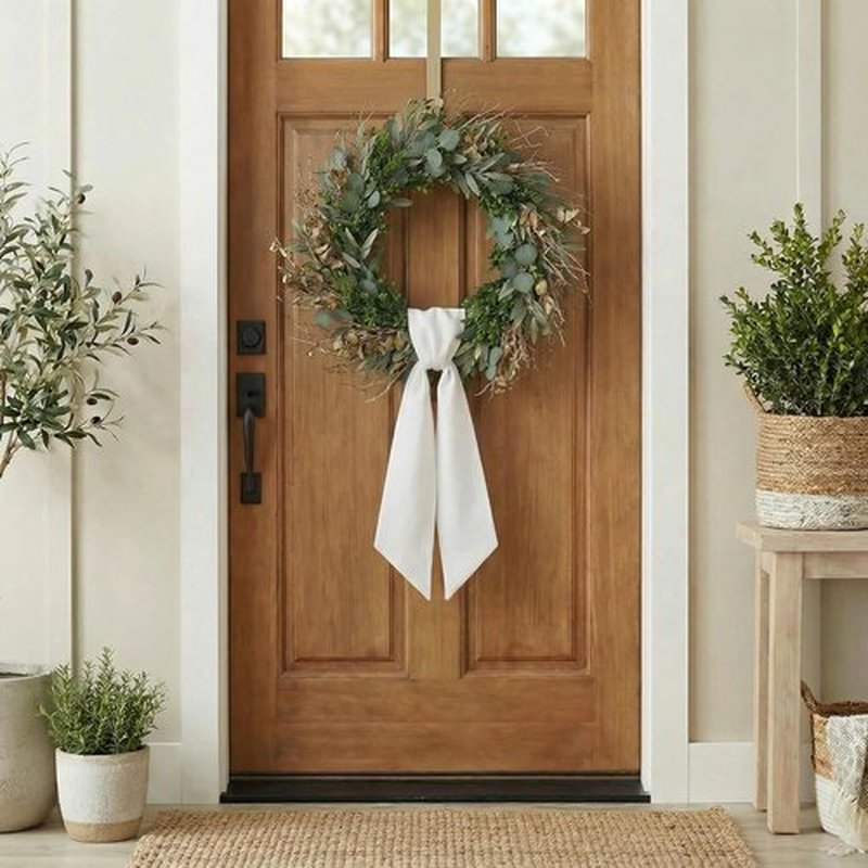 Skiennix White Linen-Style Wreath Sash - 2 Pieces, 55"x5.1" Blank Ribbon for DIY Embroidery & Monogram Decor