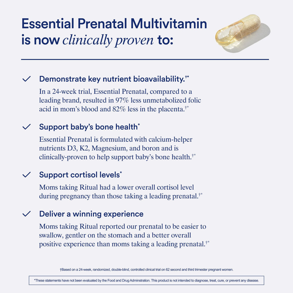 Ritual Prenatal Multivitamin For Women - Key Essential Vitamins and Minerals To Support Mom and Baby During Pregnancy* - Folate, Choline, Omega-3 DHA, Iron - Vegan - Citrus - 60 Capsules - 30 Servings