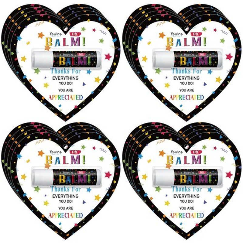 Sacubee 15 Pack Employee Appreciation Gifts Bulk Lip Balms Teacher Staff Team Thank You Gifts You're the Balm Winter New Year Appreciation Party Favors for Coworkers Women Men Volunteer (Heart)