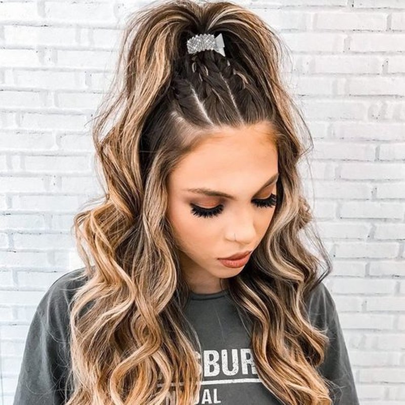 Noverlife 3PCS Rhinestone Hair Claw Clips for High Ponytail, Small Metal Shark Hair Clips Ponytail Buckle Holder for Thick Long Hair, Decorative Hair Barrettes Hair Accessories for Women & Girls