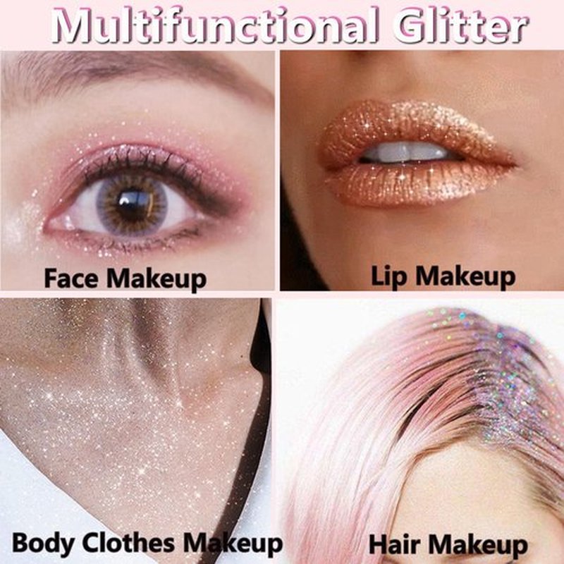 Pink Hair Glitter, Spray Glitter for Hair and Body, Body Shimmer Spray, Not Sticky Sparkle Body Highlighter, Fabric Glitter Spray for Clothing, Body Glitter Spray for Women Kids, Festival Accessories