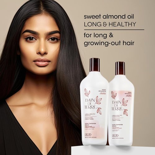 Bain de Terre Sweet Almond Oil Shampoo - Strengthens & Protects Weak Hair | Argan & Monoi Oils, Vegan