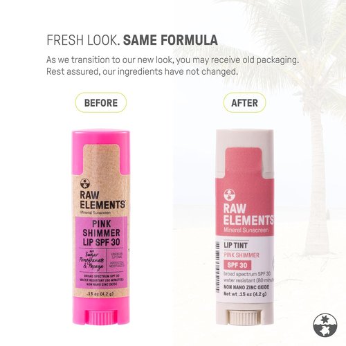 Raw Elements Organic Pink Lip Shimmer - Zinc Oxide SPF 30+ Protection | 0.15oz