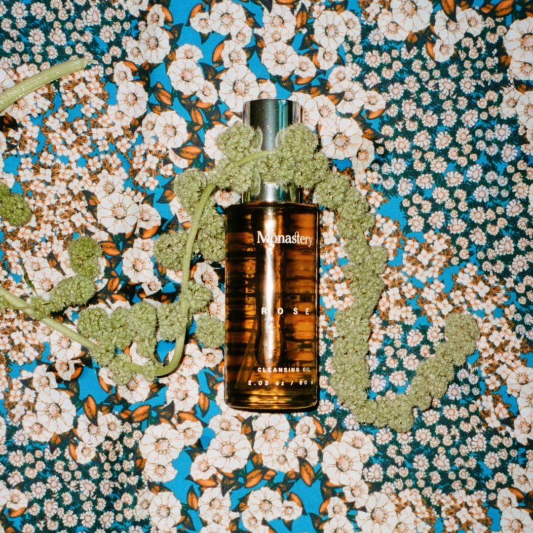 Monastery Rose Facial Cleansing Oil - 100 Petals of Rose Bourbonia from Reunion Island - Makeup Melting Cleansing Oil for Nourished, Balanced Skin - 1.70fl oz (50ml)