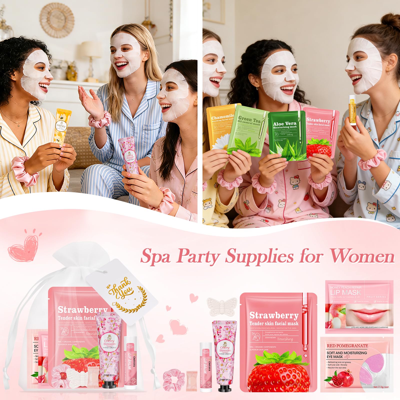 100 Pcs Spa Party Favors For Women,Spa Party Supplies Include Bulk Facial Mask,Hand Cream,Lip Balms,Under Eye Patches,Lip Mask,Bulk Gifts For Women, Mothers Day Gift, Spa Sleepover Party Supplies