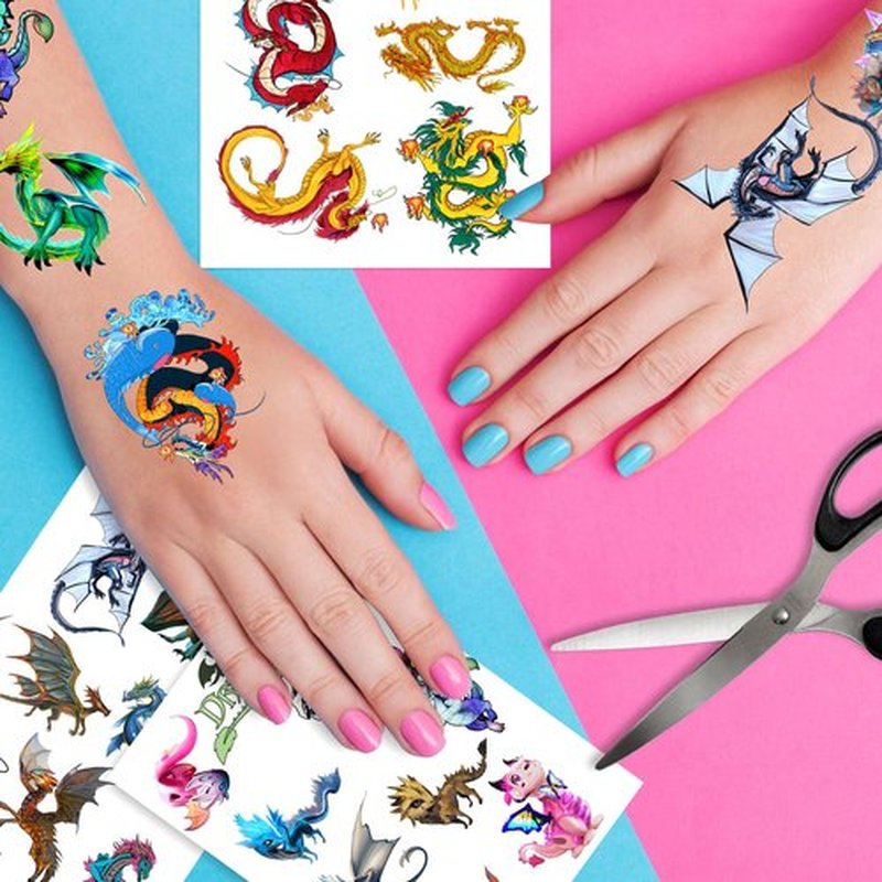 Dragon Temporary Tattoos Dragon Party favors for Adults, 20 Sheets 144 Pieces Dragon Tattoos Stickers Party Supplies Dragon Birthday Party Favors, Goodie Bag Fillers