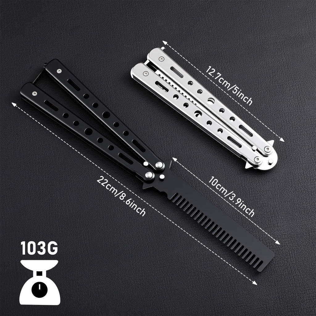 Yiyiring 6 Pieces Butterfly Practice Combs Hair Styling Tools Comb Stainless Steel Folding Practice Training Combs Hair Styling Tools for Sport Outdoor Use (Colorful)