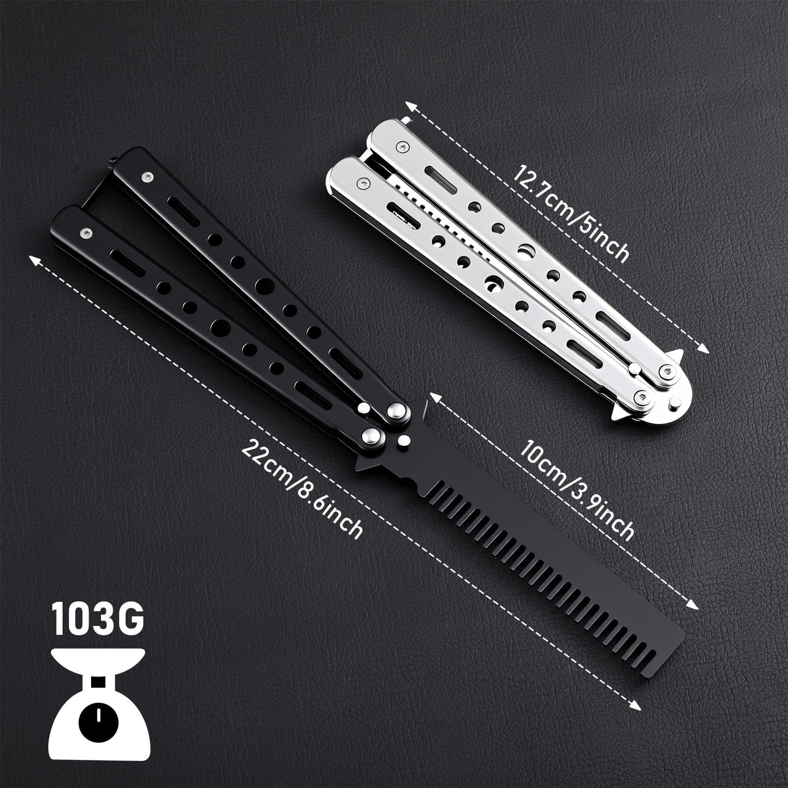 Yiyiring 6 Pieces Butterfly Practice Combs Hair Styling Tools Comb Stainless Steel Folding Practice Training Combs Hair Styling Tools for Sport Outdoor Use (Colorful)