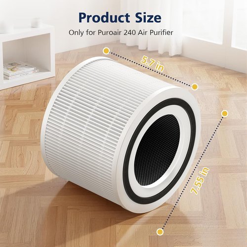 Puroair 240 Filter Replacement - High-Efficiency Activated Carbon | 2-Pack, White