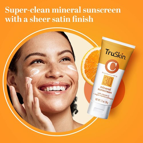 TruSkin Mineral Sunscreen SPF 30 - Broad Spectrum Zinc Oxide Protection with Squalane & Vitamin C | 1.7 fl oz