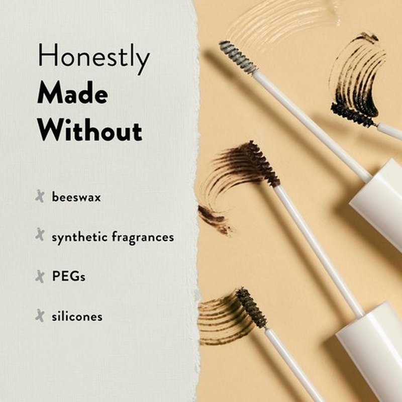 Honest Beauty Brow Gel - Fuller Looking Brows with Castor Oil & Red Clover | EWG Verified, Vegan | Soft Black, 0.05 fl oz
