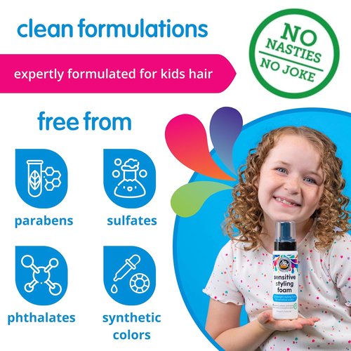 SoCozy Kids Sensitive Styling Foam - Gentle Hold for Straight or Curly Hair - Rosemary Scent (6 fl oz)