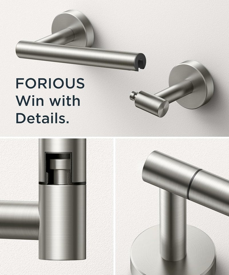 FORIOUS Stainless Steel Toilet Paper Holder - Rustproof Double Post Pivoting Design | 2 Pack