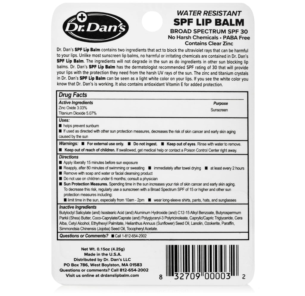 Dr. Dan's SPF 30 Lip Balm Mineral Based 3 Pack