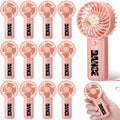 VIHOSE 12 Pcs Dance Mini Portable Fan Bulk Dance Competition Recital Small Personal Handheld Pink Fan with Lanyard for Women Dancer Team Ballet Ballerina Gymnastics Jazz Party Favors Accessories