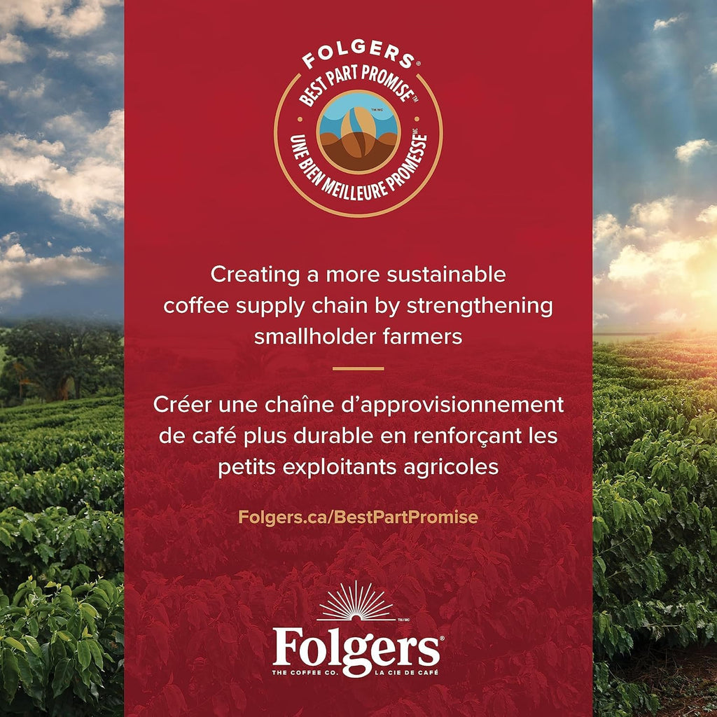 Folgers Classic Roast Medium Dark Roast, Ground Coffee, 816g Canister