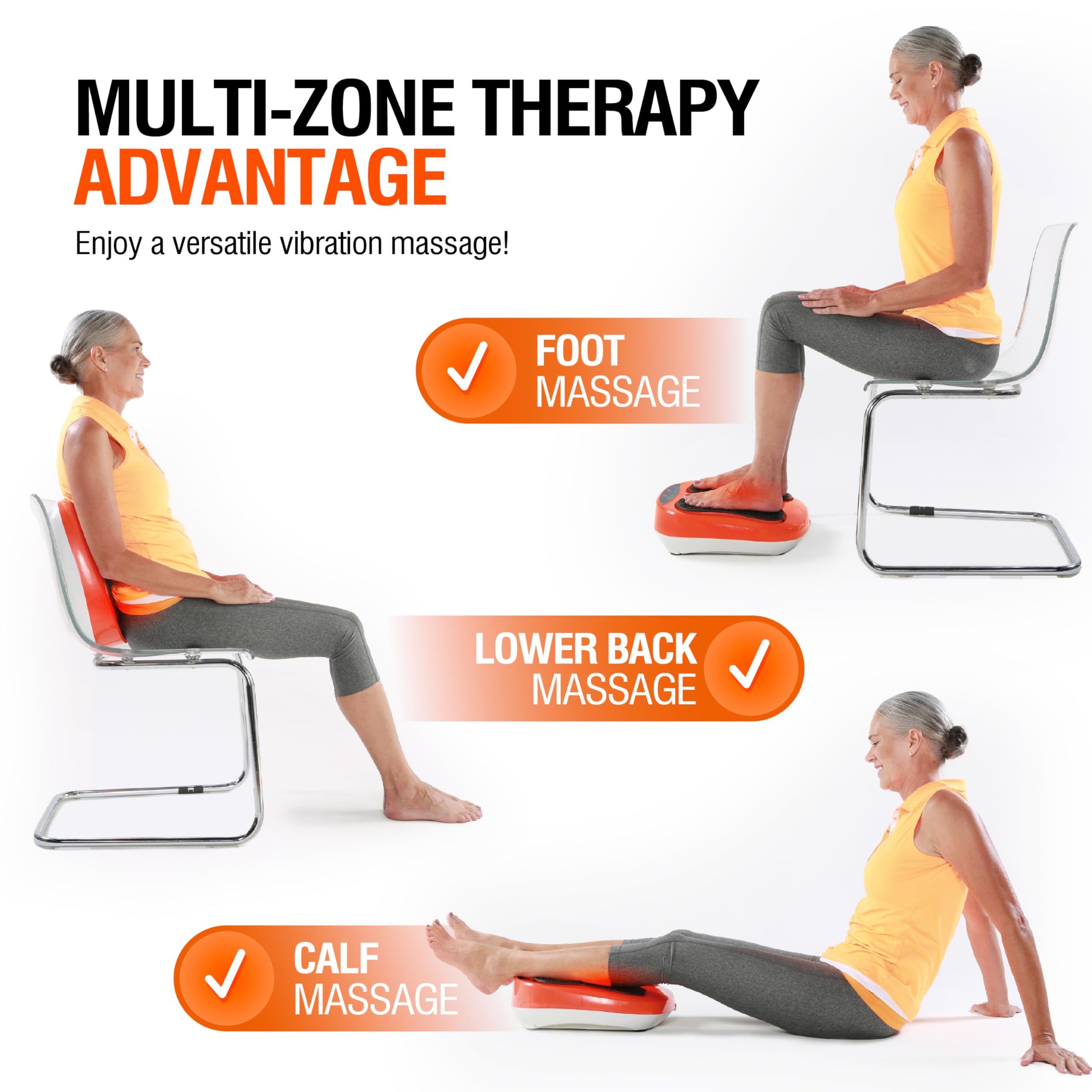 Power Legs Electric Foot Massager Machine with Remote Control, Adjustable Speed, Vibration - Calf Massager - Feet Massager for Neuropathy Pain Relief, Plantar Fasciitis, Leg Blood Circulation (Orange)