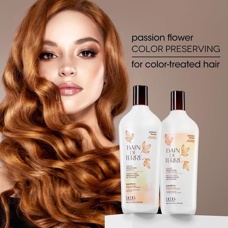 Bain de Terre Passion Flower Shampoo - Vibrant Color Protection with Argan & Monoi Oils | Paraben-Free & Vegan