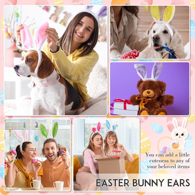 Yinder 48 Pcs Bunny Ears Headband Easter Rabbit Hair Hoop Cute Rabbit Ear Hairband for Birthday Party Favors Cosplay Supplies(Classic)